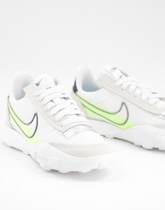 Белые кроссовки с зелеными вставками Waffle Racer от Nike-Белый