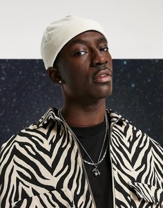 Светло-бежевая вельветовая шапка ASOS DESIGN-Белый
