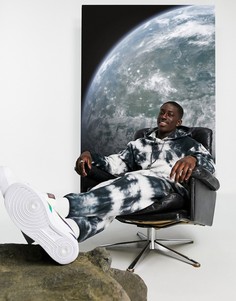 Однотонные oversized-джоггеры с флисовой изнанкой и принтом тай-дай от комплекта ASOS DESIGN-Черный