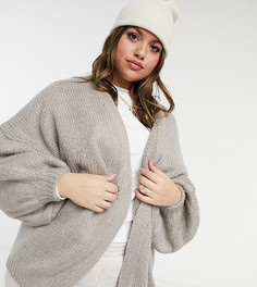 Серо-коричневый oversized-кардиган ASOS DESIGN Curve-Светло-бежевый