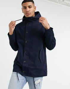 Темно-синяя парка средней длины на пуговицах Burton Menswear-Темно-синий