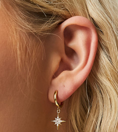 Позолоченные серьги-кольца в стиле хагги с подвеской в виде звезды Orelia-Золотистый