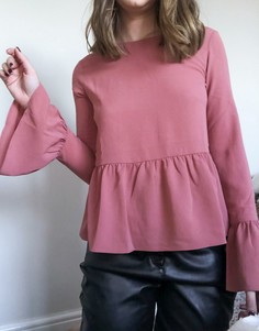 Серо-коричневый свободный топ с длинными рукавами ASOS DESIGN-Серый