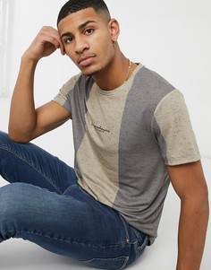 Коричневая футболка в стиле колор блок с надписью "copenhagen" Burton Menswear-Коричневый