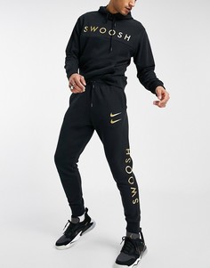 Черные джоггеры с манжетами и логотипом Nike-Черный