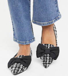 Балетки с заостренным носком с черно-белым твидовым узором ASOS DESIGN Wide Fit-Многоцветный