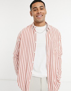 Oversized-рубашка в рыжую тонкую полоску в стиле 90-х ASOS DESIGN-Оранжевый