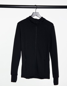Черное облегающее спортивное худи из быстросохнущей ткани ASOS 4505-Черный