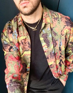 Зеленая винтажная oversized-рубашка с абстрактным принтом в стиле 90-х ASOS DESIGN-Зеленый