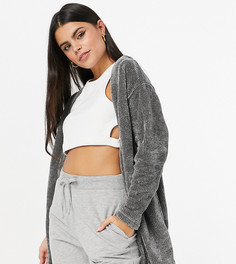 Эксклюзивный темно-серый кардиган для дома из синели от костюма ASOS DESIGN Petite