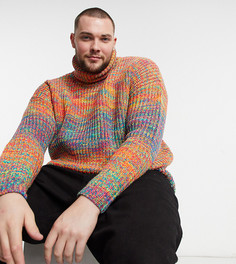 Oversized-водолазка крупной вязки секционного окрашивания ASOS DESIGN Plus-Многоцветный