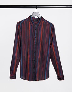Рубашка классического кроя с разноцветными атласными полосками ASOS DESIGN-Красный