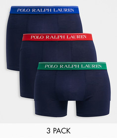 Набор из 3 боксеров-брифов в темно-синем цвете с контрастным поясом Polo Ralph Lauren-Многоцветный