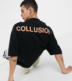 Черная oversized-футболка с принтом логотипа COLLUSION-Черный