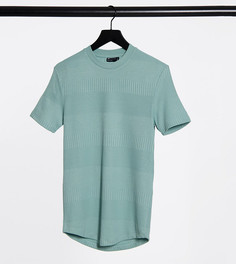 Облегающая строгая футболка в рубчик голубого цвета ASOS DESIGN Tall-Голубой