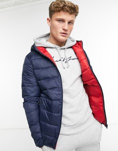 Темно-синий пуховик с капюшоном Jack & Jones Essentials