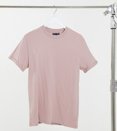 Фиолетовая футболка с рукавами с отворотами ASOS DESIGN Tall-Розовый