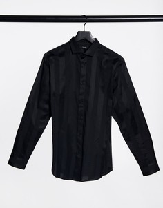 Черная рубашка в атласную полоску Jack & Jones Premium-Черный