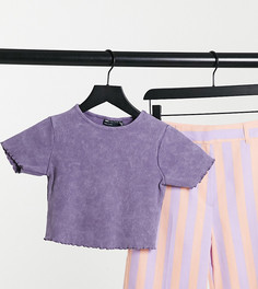 Укороченная футболка выбеленного фиолетового цвета с волнистыми краями ASOS DESIGN Petite-Фиолетовый