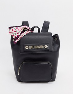 Черный рюкзак с шарфом Love Moschino