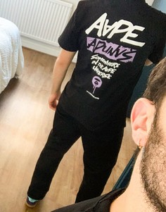 Черная футболка с принтом в виде граффити на спине AAPE By A Bathing Ape-Черный