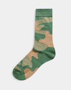 Носки длиной до щиколотки с камуфляжным принтом из блестящей пряжи ASOS DESIGN-Многоцветный