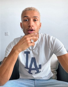 Белая футболка с клетчатым логотипом New Era LA Dodgers-Белый