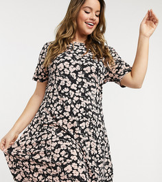Чайное платье мини в розовом цветочном принте ASOS DESIGN Curve-Розовый