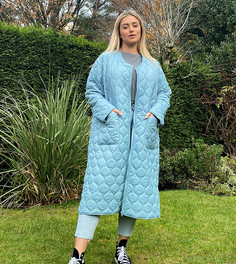 Длинное стеганое пальто в стиле oversized Native Youth Plus-Голубой