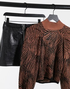Джемпер с объемными рукавами и открытой спиной ASOS DESIGN-Кремовый