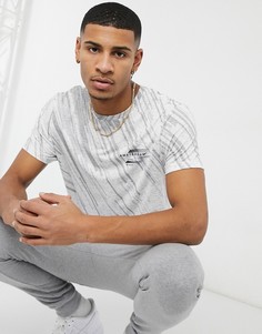 Светло-бежевая меланжевая футболка с графикой в стиле колор блок Burton Menswear-Светло-бежевый