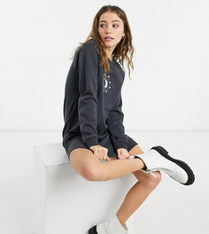 Платье-свитшот в стиле oversized с небесным принтом Wednesdays Girl-Темно-синий