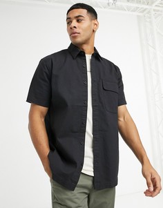 Черная рубашка из ткани рипстоп Topman-Черный