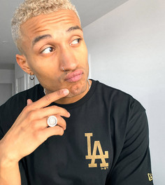 Черная футболка с золотистым логотипом New Era MLB LA Dodgers — эксклюзивно для ASOS-Черный