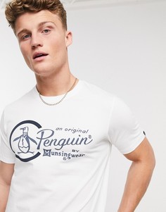 Белоснежная футболка с комбинированным логотипом Original Penguin-Белый