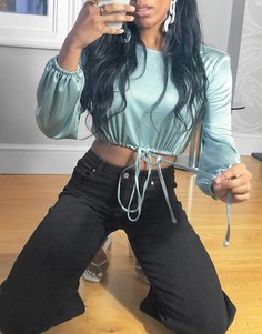 Шалфейно-зеленый облегающий топ с завязкой по нижнему краю ASOS DESIGN