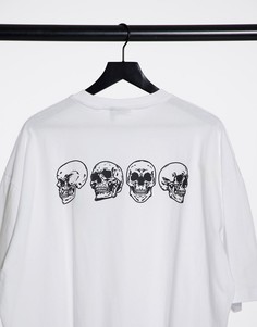 Oversized-футболка с принтом черепа спереди и сзади ASOS DESIGN-Белый