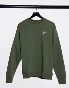 Свитшот цвета хаки с круглым вырезом Nike Club-Зеленый