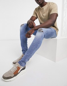Синие джинсы с напылением и рваной отделкой Jack & Jones Intelligence Tom-Голубой