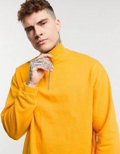 Желтый свитшот в стиле oversized с короткой молнией ASOS DESIGN