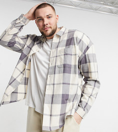 Светло-бежевая oversized-рубашка в клетку в стиле 90-х ASOS DESIGN Plus-Бежевый