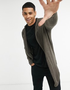 Коричневый трикотажный кардиган с капюшоном ASOS DESIGN