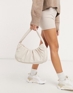 Кремовая сумка хобо со складками в стиле 70-х ASOS DESIGN-Белый