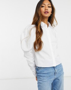 Рубашка со сборками и очень низкими манжетами ASOS DESIGN-Белый