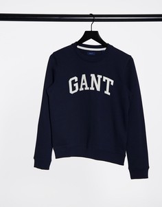 Темно-синий свитшот с логотипом GANT-Голубой