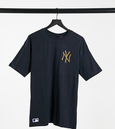 Темно-синяя футболка с золотистым тиснением New Era MLB New York Yankees эксклюзивно для ASOS-Темно-синий