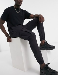 Черные брюки-карго из ткани рипстоп Topman-Черный
