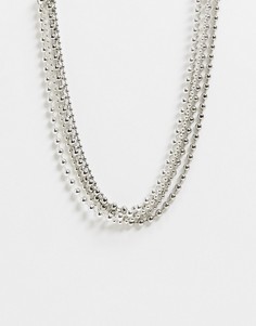 Серебристое ярусное ожерелье с бусинами Weekday-Серебристый