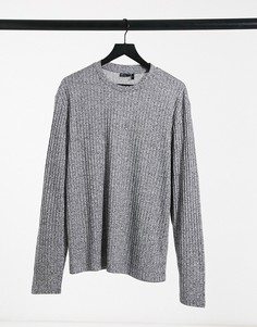 Лонгслив в рубчик из плотной ткани ASOS DESIGN-Серый