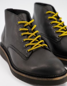 Черные кожаные ботинки-чукка с контрастными шнурками Selected Homme-Черный